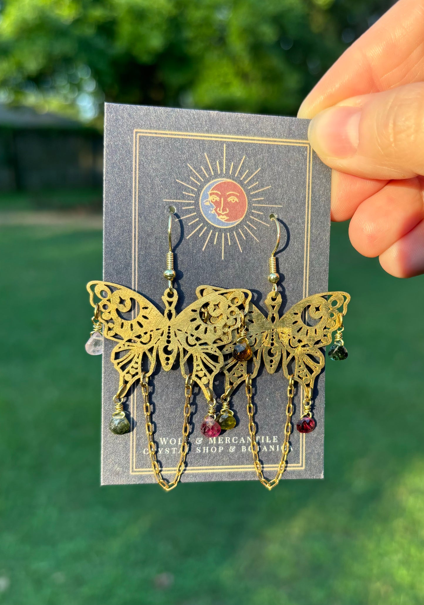 Tourmaline Butterfly Earrings