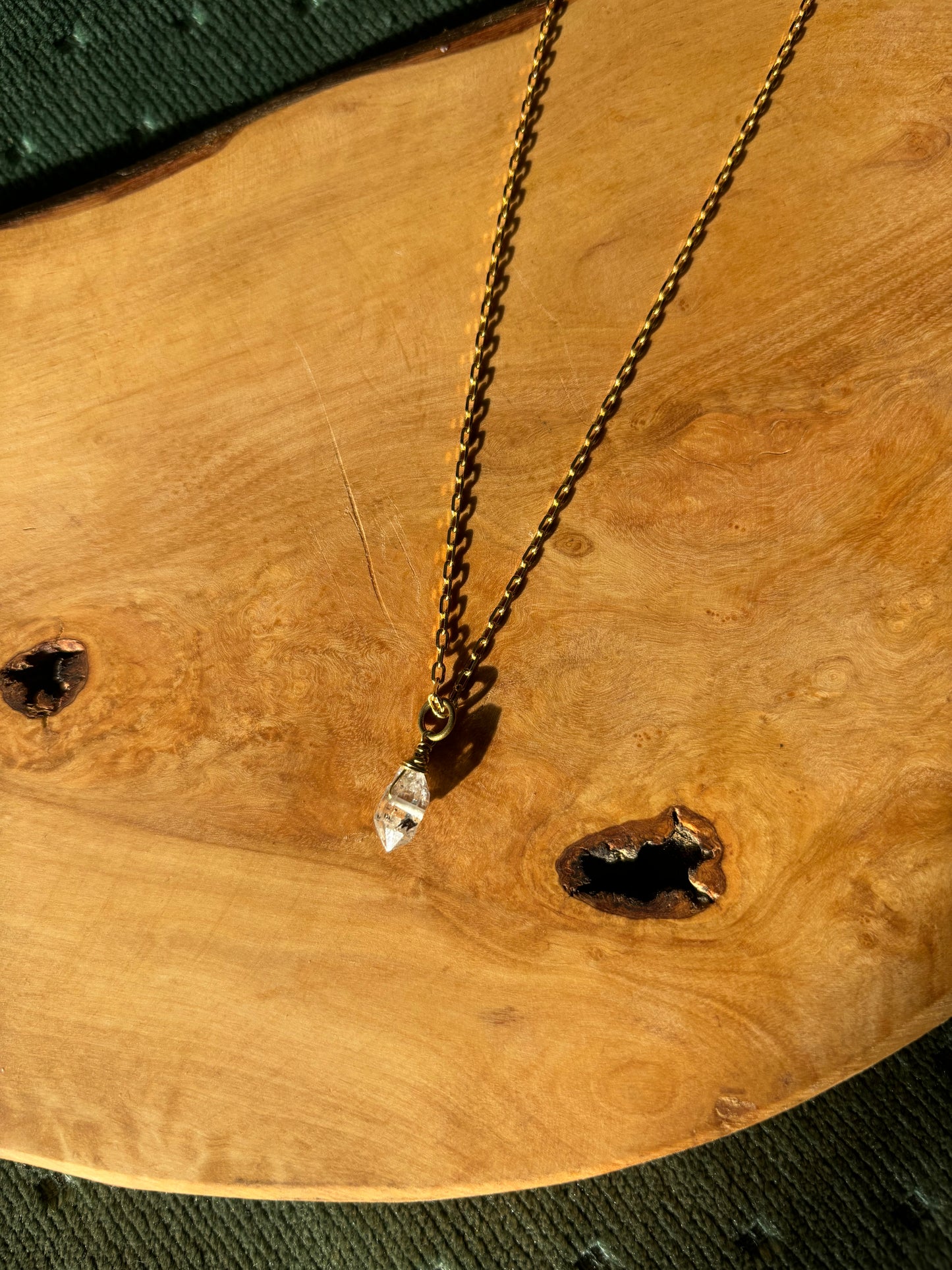 Pakimer Diamond (Quartz) Brass Necklace (24 in)