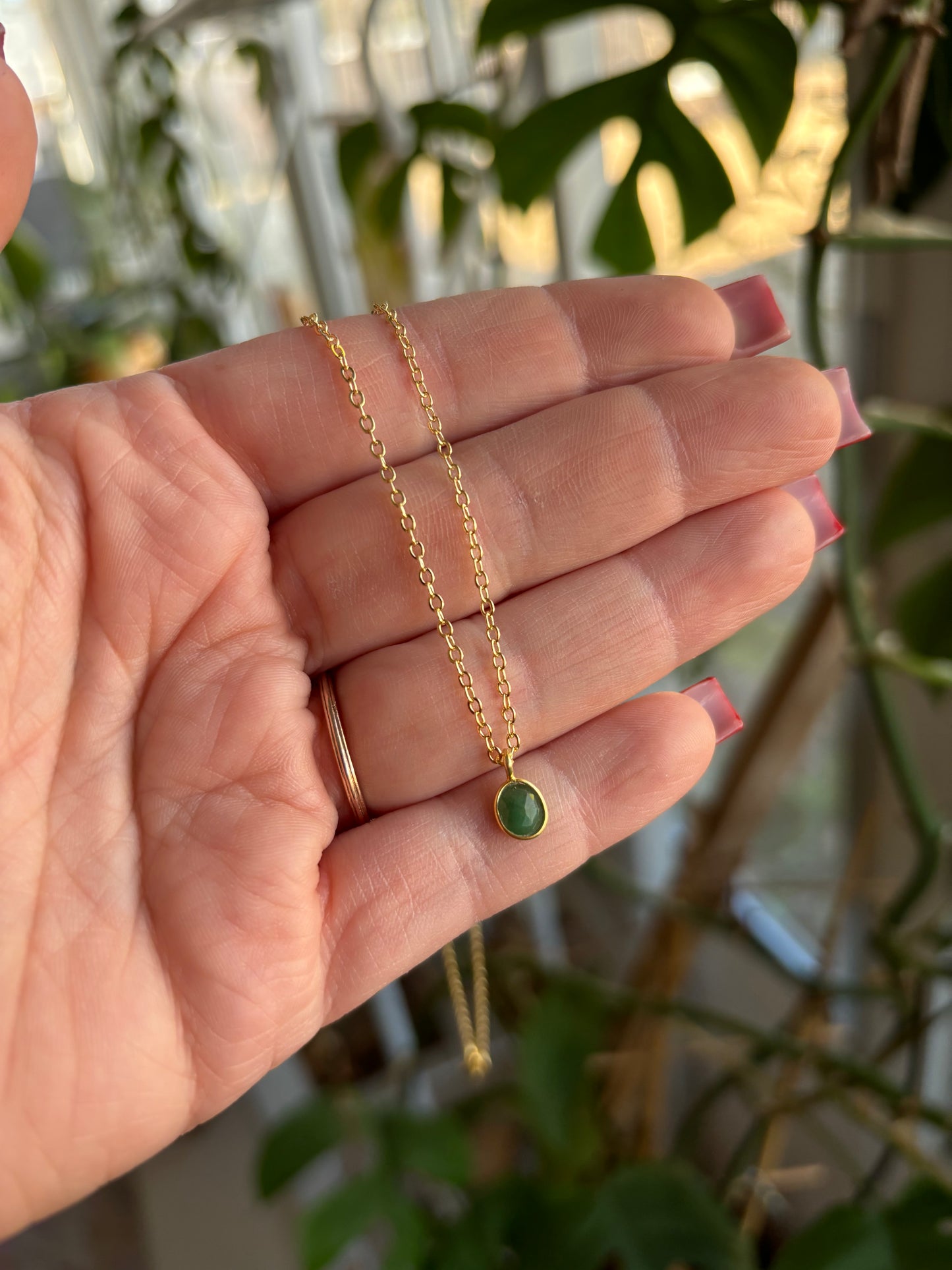 Dainty Emerald 14KGF Necklace