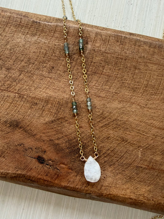 Moonstone // Green Labradorite Gold Filled Necklace AVAIL AT VITALITY WELLNESS APOTHECARY