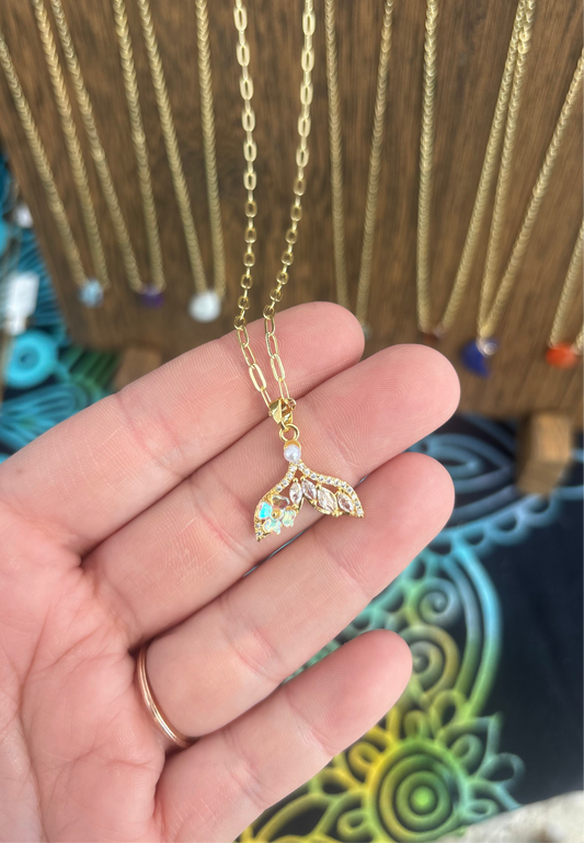 Mermaid/Whale Tail 14K GF Necklace