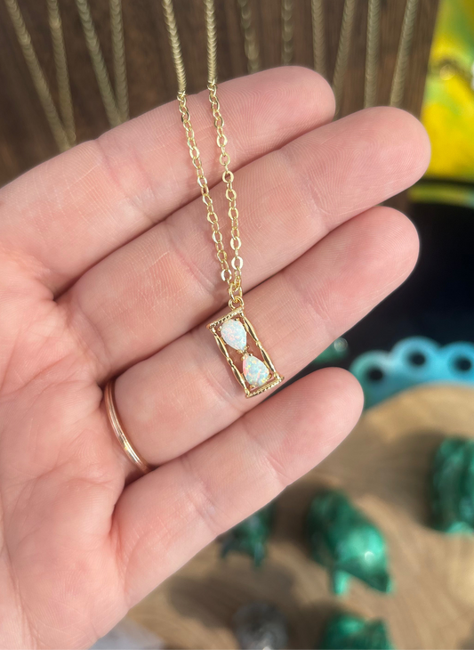 Opal Hourglass 14K GF Necklace