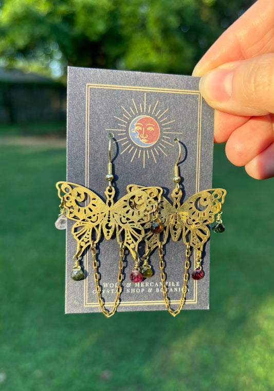 Tourmaline Butterfly Earrings
