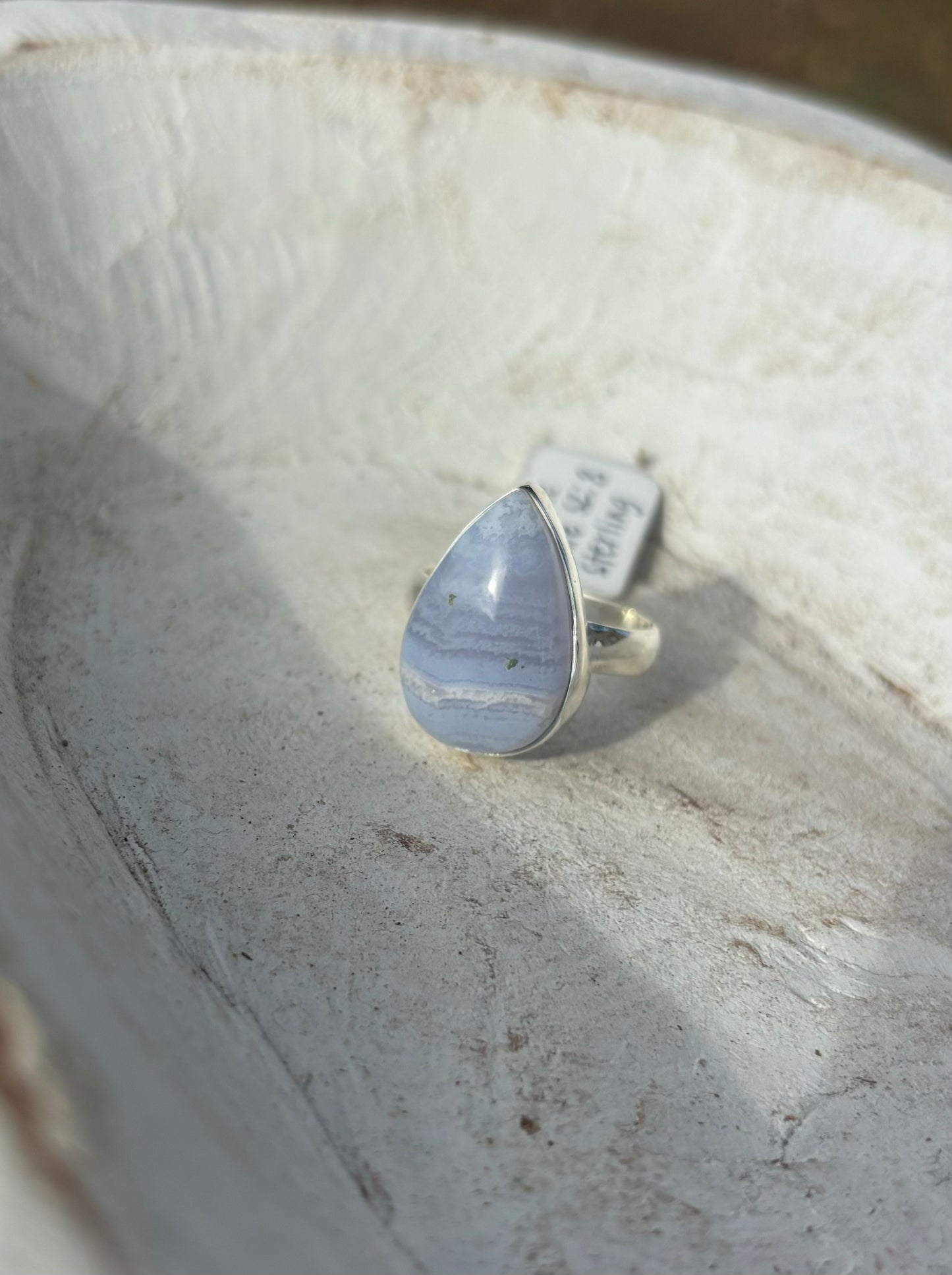 Blue Lace Agate Sterling Silver Ring Size 8