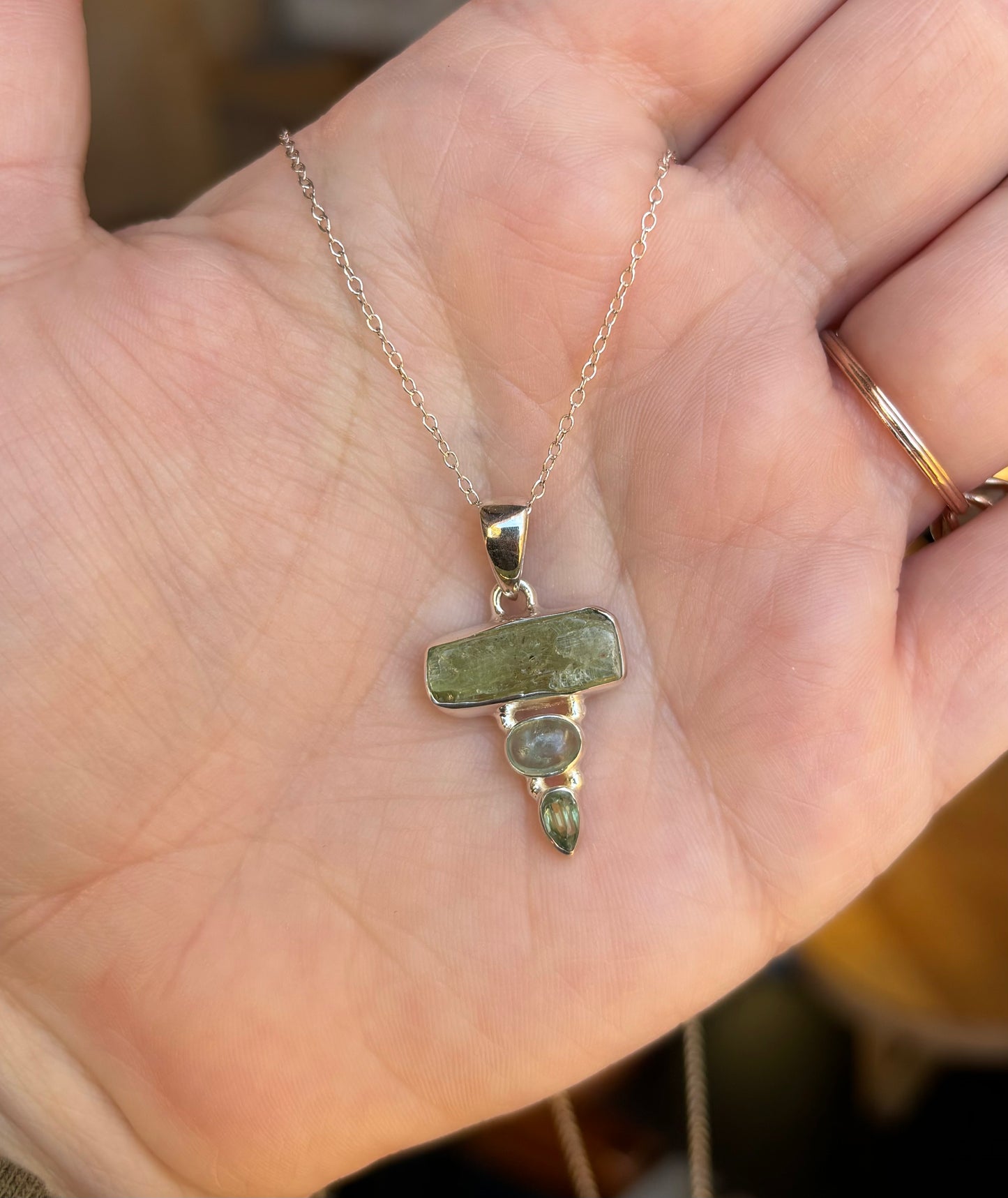 Green Kyanite Sterling Silver Necklace