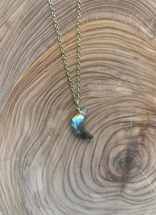 Labradorite Crescent Moon Necklace
