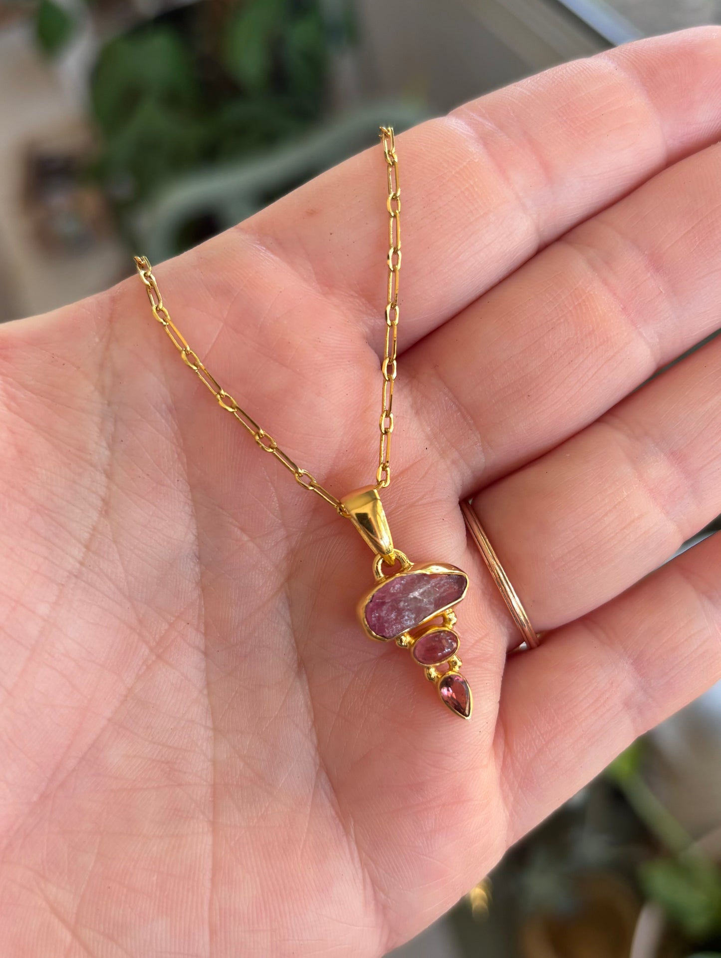 Pink Tourmaline 14K GF Necklace