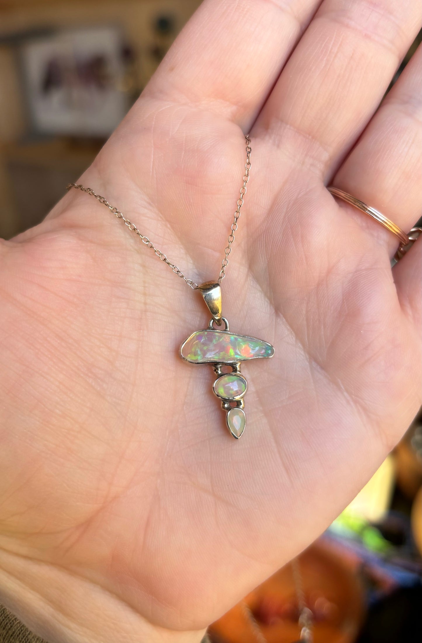 Ethiopian Opal Sterling Silver Necklace