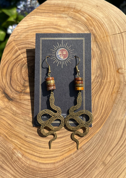 Jasper Snake Earrings