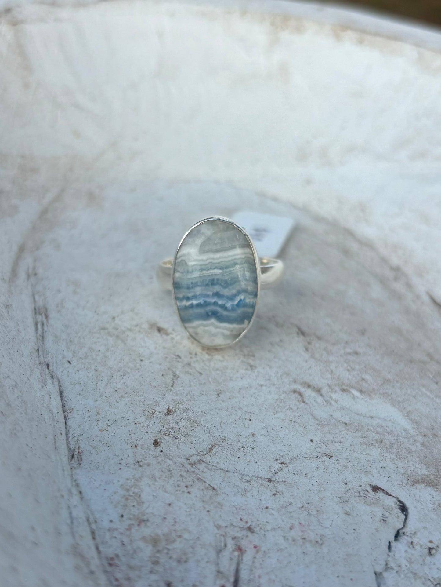 Blue Lace Agate Sterling Silver Ring Size 9