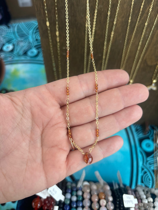 Hessonite Garnet 14k GF Necklace