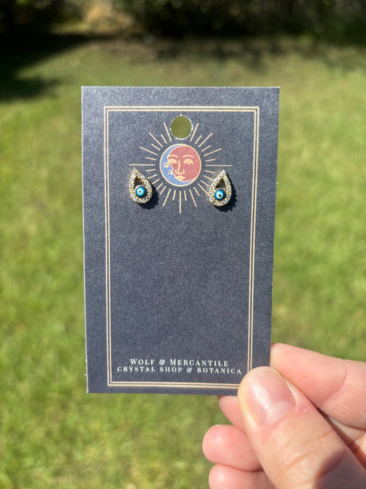 Evil Eye Stud Earrings 14K GF
