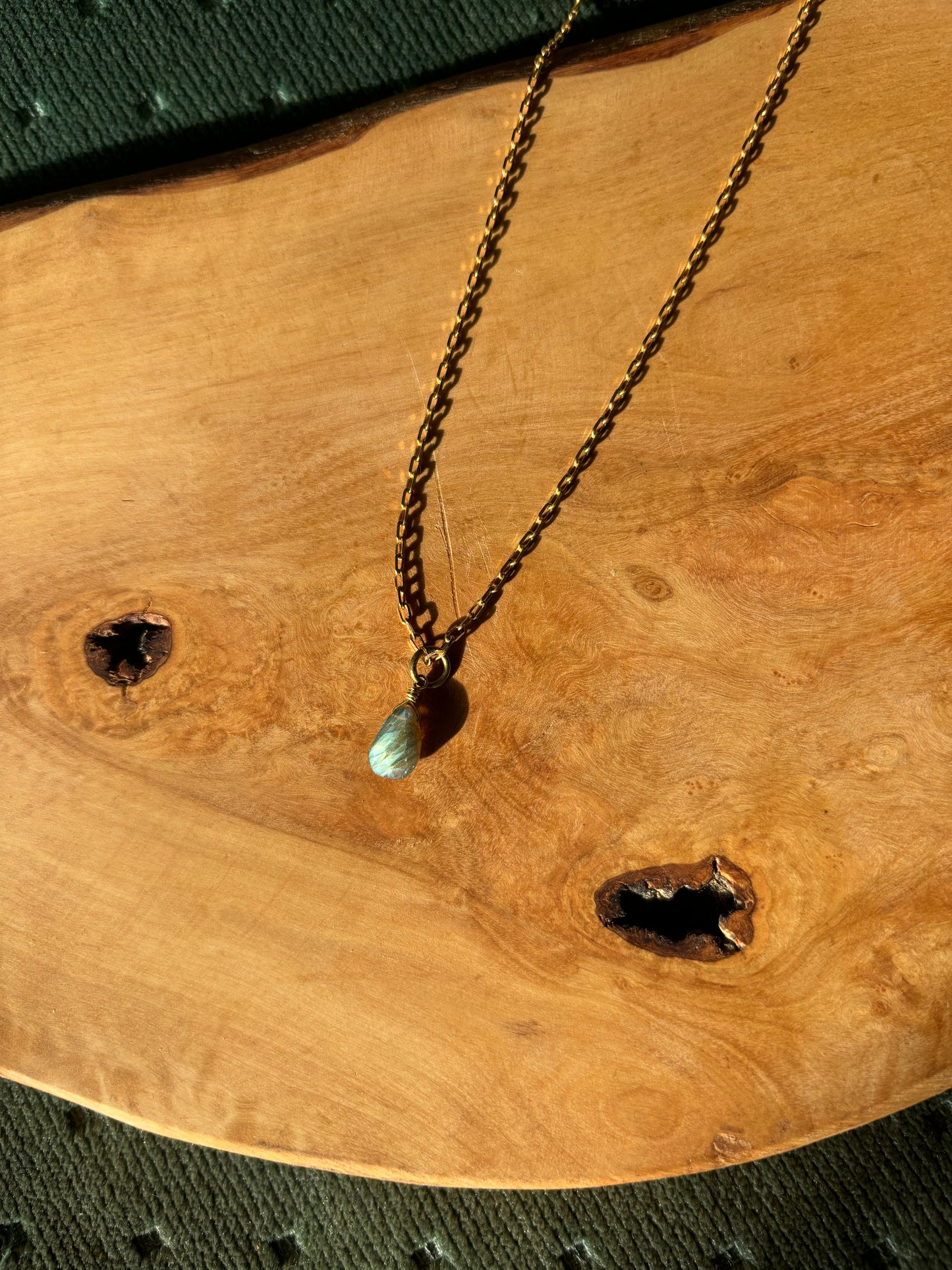 Labradorite Brass Necklace (24 in)