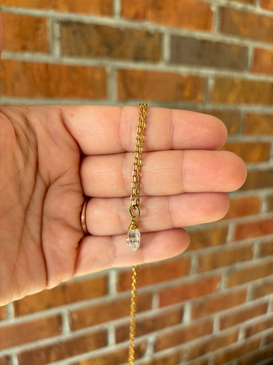 Pakimer Diamond (Quartz) Brass Necklace (30 in)