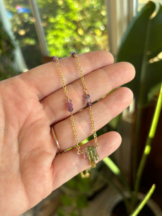 Tourmaline / Fluorite 14K Gold Filled Necklace