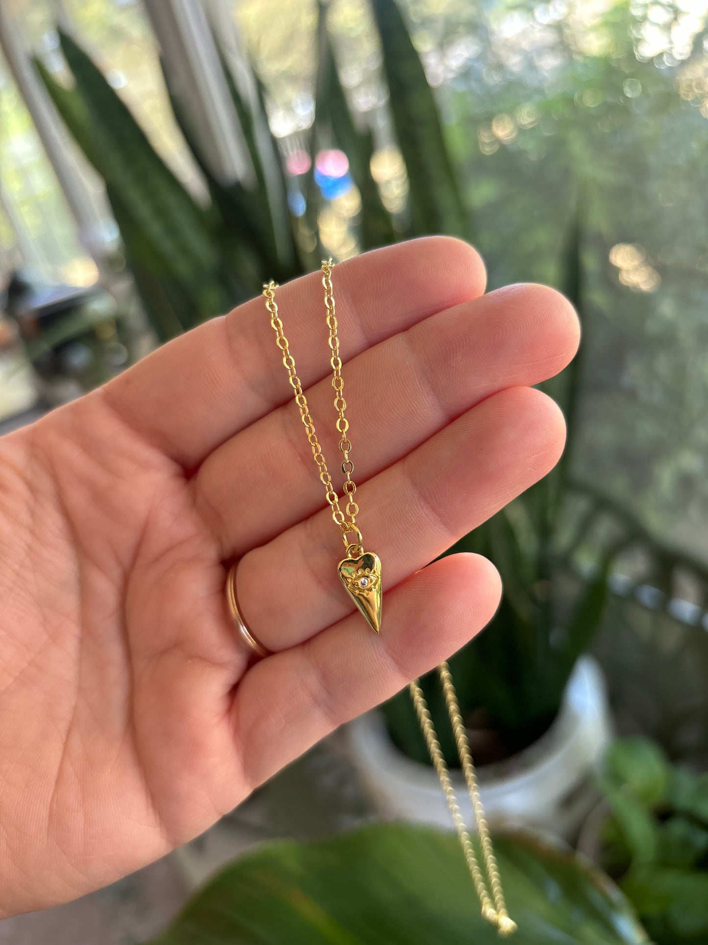 Dainty Heart With Eye 14k Gold Filled Necklace