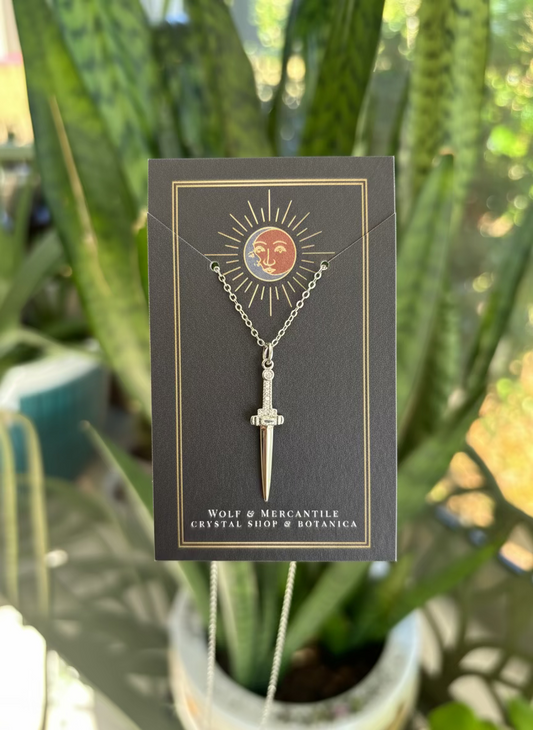 Dagger 14K White Gold Necklace