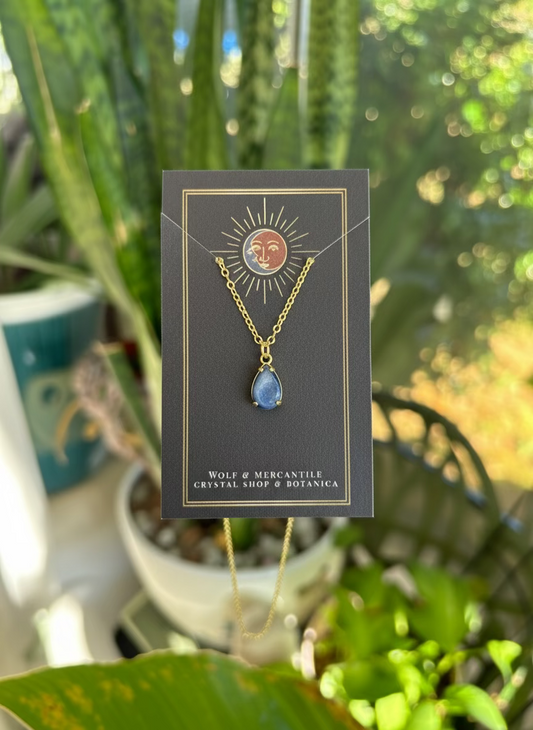 Blue Kyanite Teardrop 14K Gold Filled Necklace