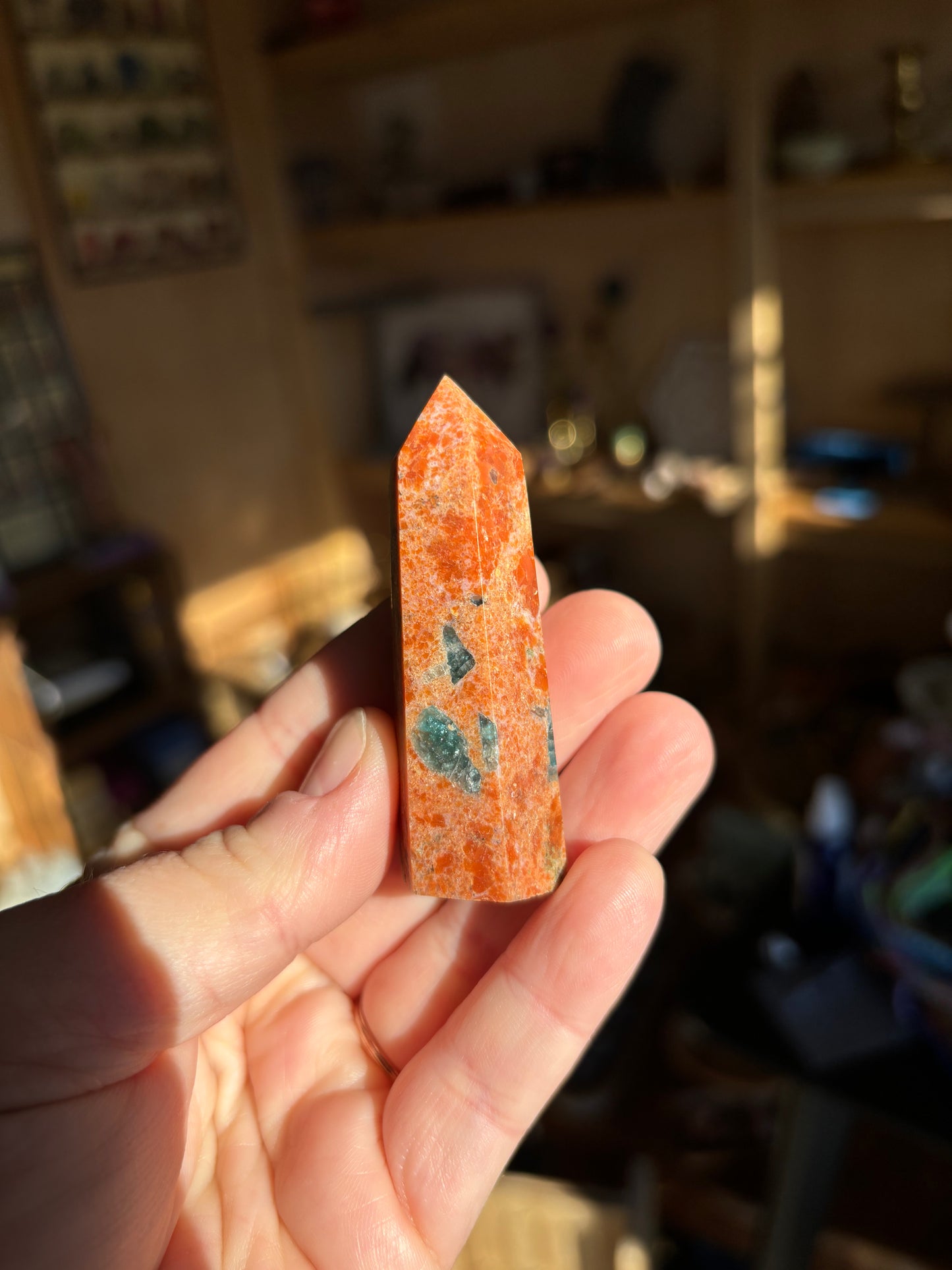 Sunstone with Apatite Tower