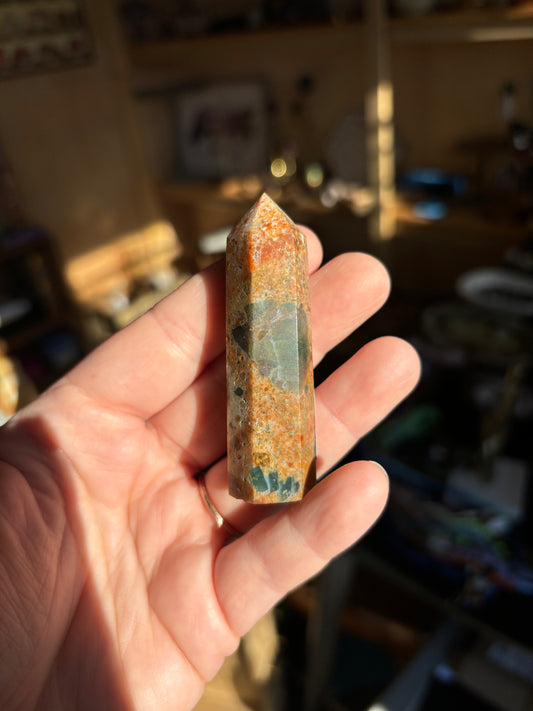 Sunstone with Apatite Tower