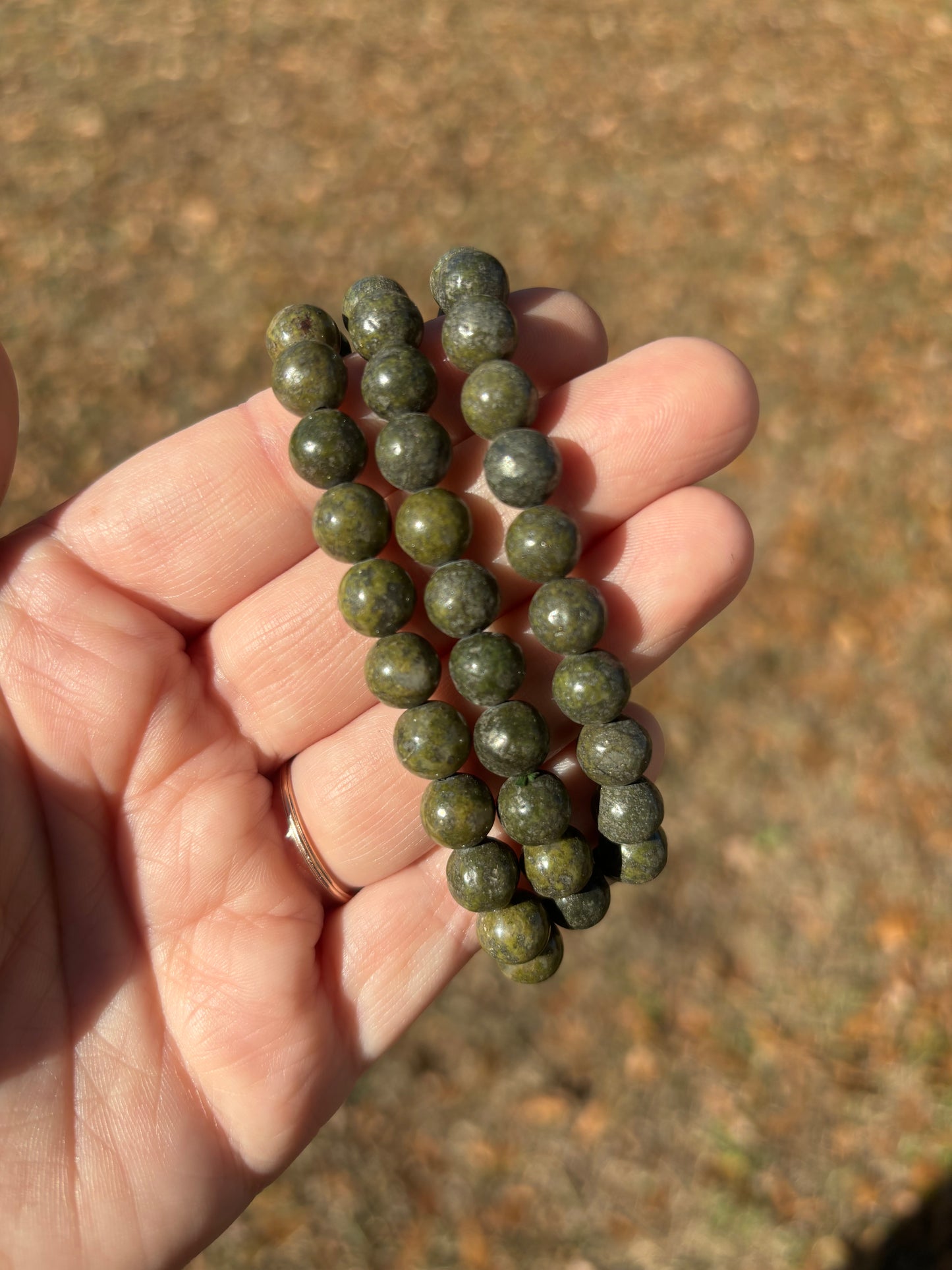 Epidote with Pyrite Bracelet