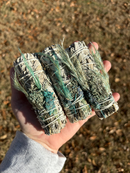 White Sage with Blue Bouquet Bundle