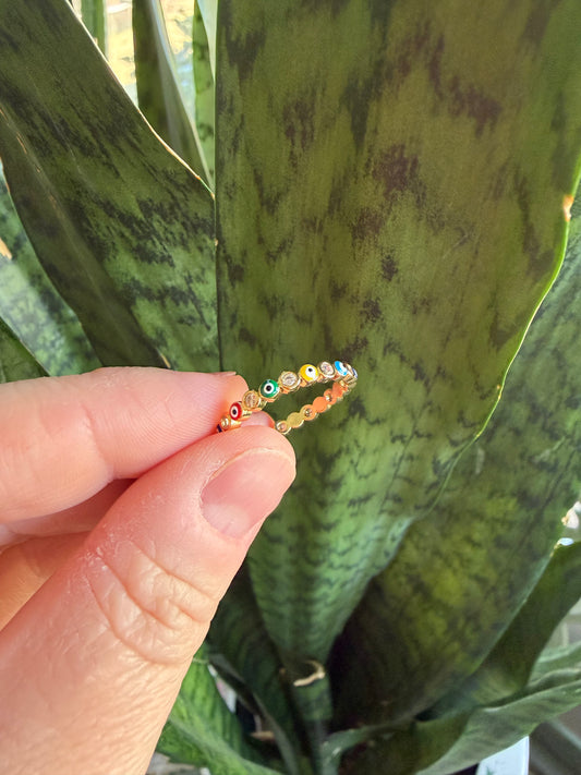 Evil Eye Adjustable GF Ring