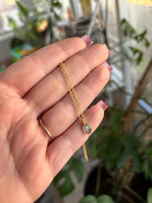 Dainty Labradorite 14KGF Necklace