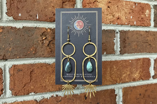 Labradorite Brass Earrings