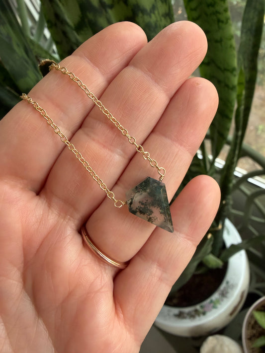 Moss Agate Gold Filled Necklace