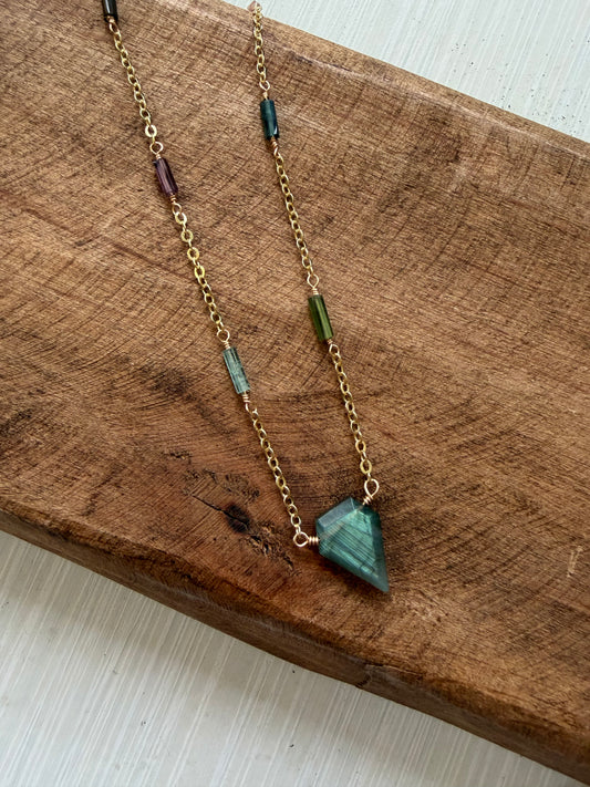 Labradorite // Tourmaline Gold Filled Necklace AVAIL AT VITALITY WELLNESS APOTHECARY
