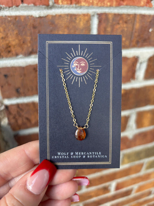 Hessonite Garnet 14KGF Necklace