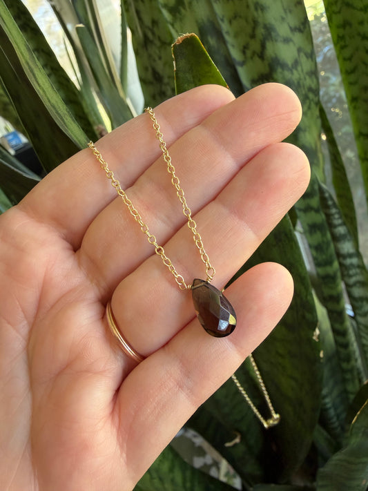 Smokey Quartz Gold Filled Necklace