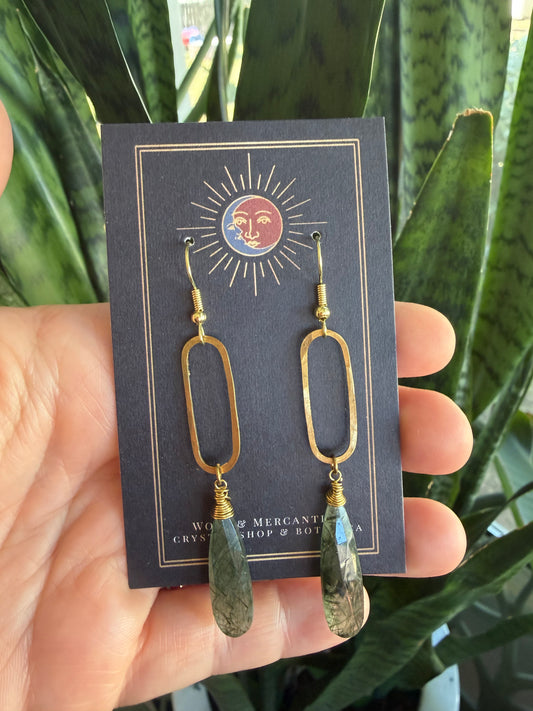 Green Rutilated Quartz Earrings