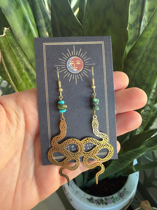 Turquoise Snake Earrings