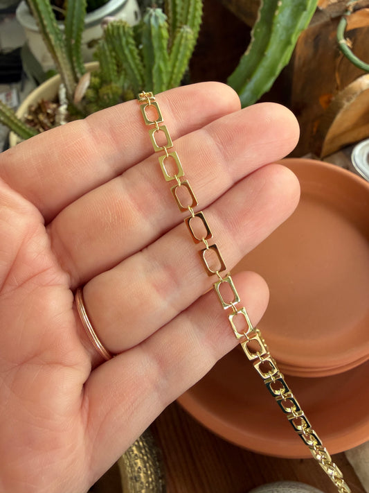 Rectangle Paperclip Chain 24k Gold Filled Necklace