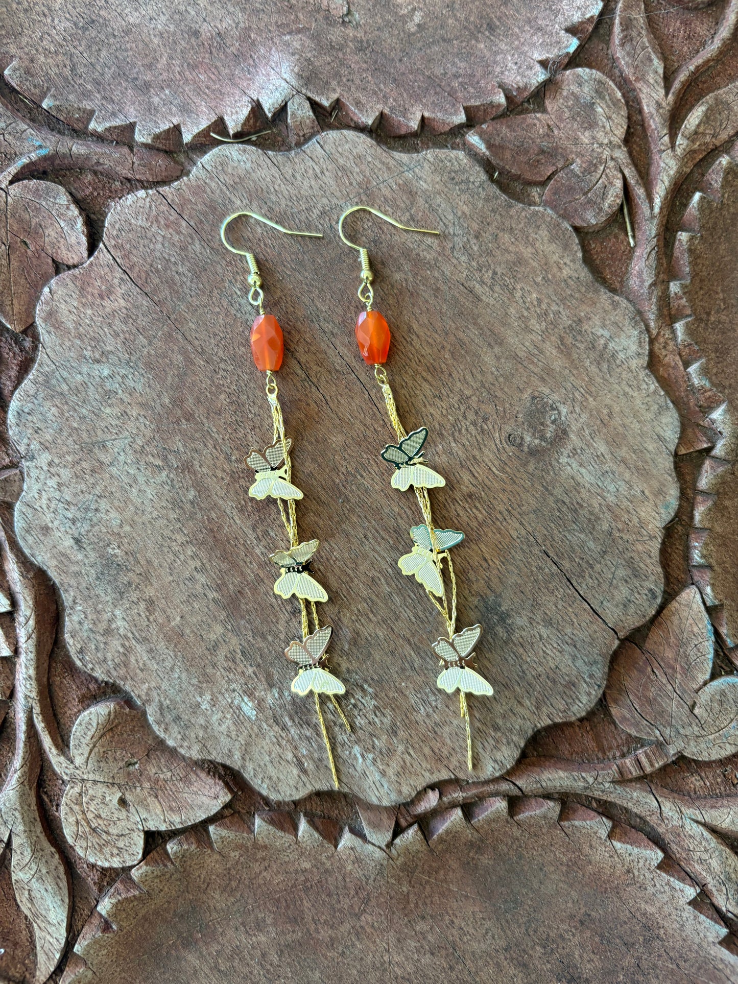 Carnelian Butterfly Dangle Earrings