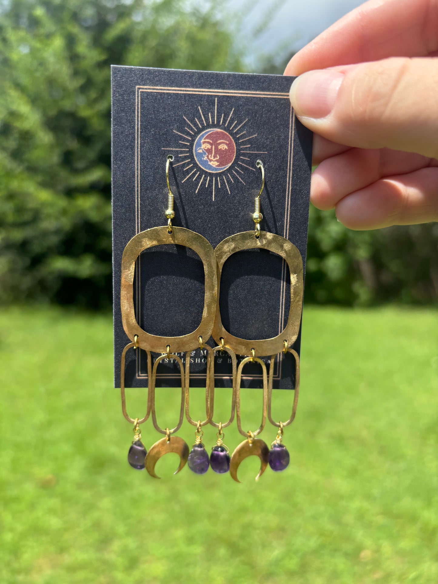 Amethyst Brass Earrings