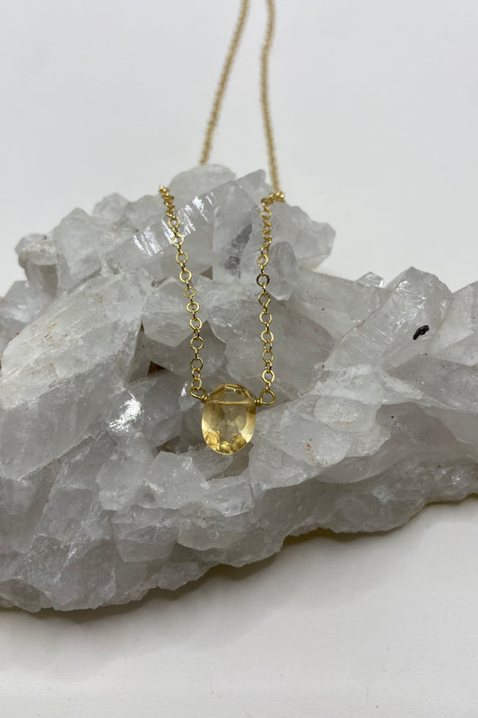 Dainty Citrine Gold Filled Necklace